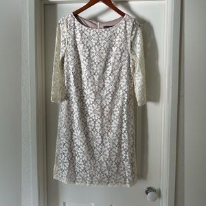 Jessica Howard Cream Lace Half Sleeve Dress